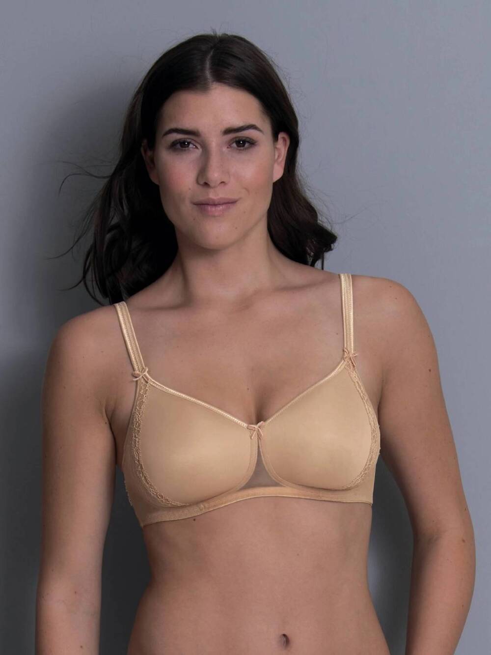 NEW ROSA FAIA lace rose wireless contour bra in desert